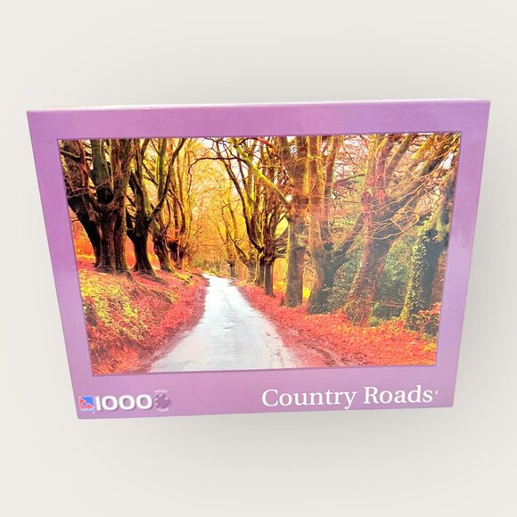 Country Roads 1000 Piece Jigsaw Puzzle Autumn Forest Scene New Sealed - Picture 1 of 4